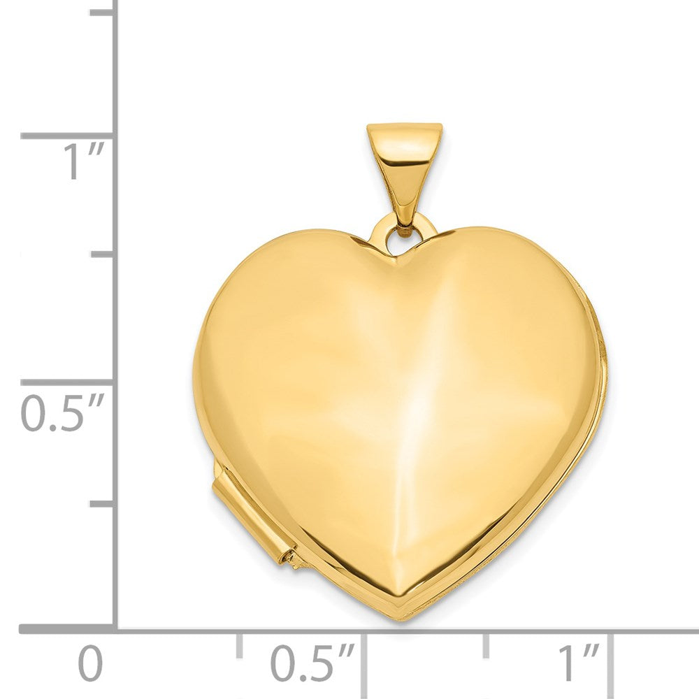 Gold 21mm Heart Domed Locket Pendant - Model XL516 - Charlie & Co. Jewelry