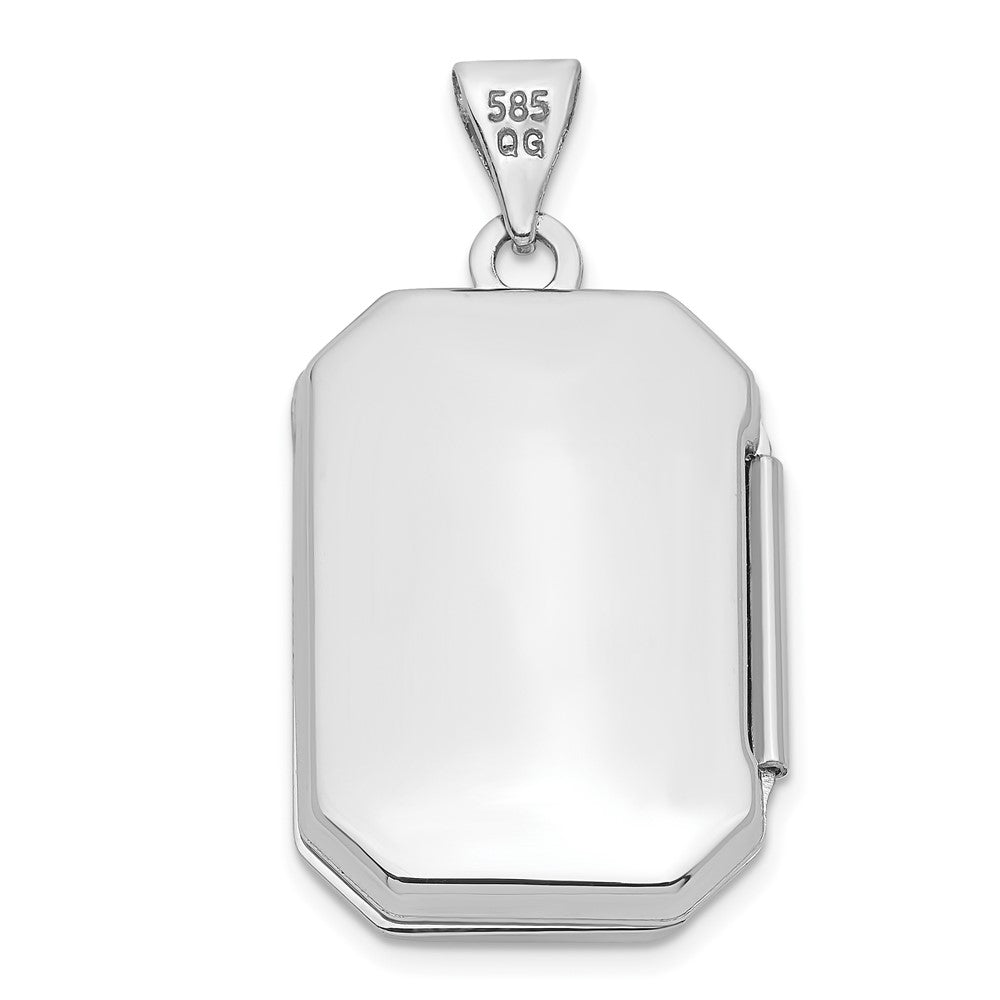 14K White Gold 20mm Book Scroll Border Locket - Model XL558