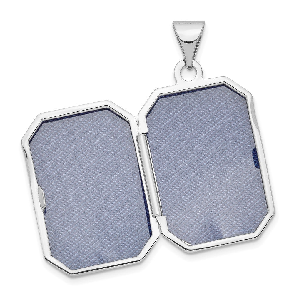 14K White Gold 20mm Book Scroll Border Locket - Model XL558