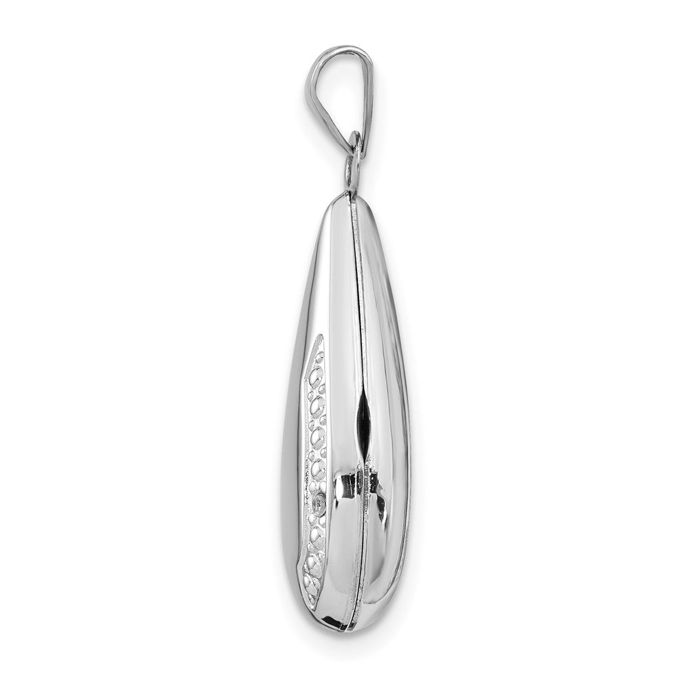 White Gold 21mm Tear Drop Diamond Locket Pendant - Model XL559 - Charlie & Co. Jewelry