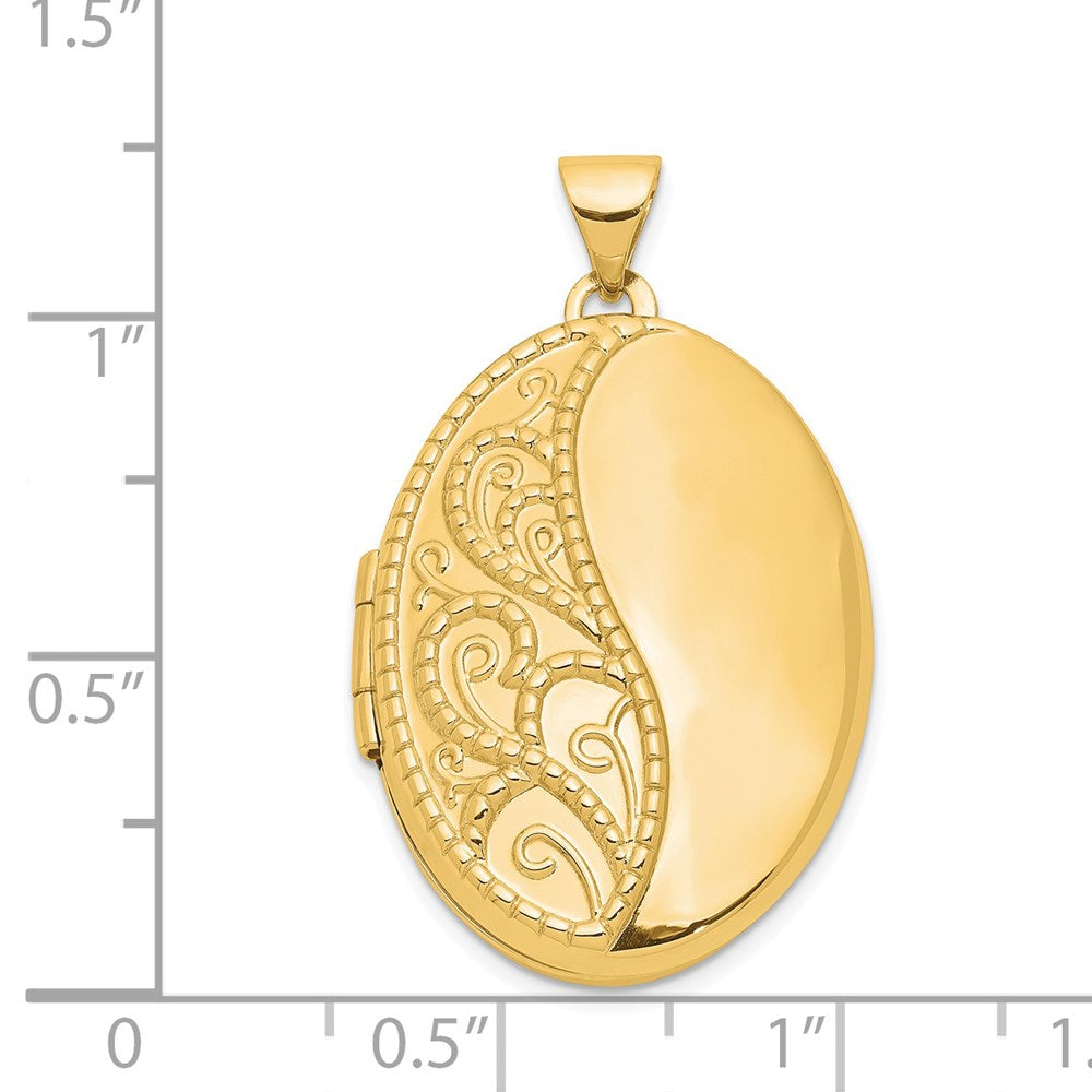 Charlie & Co Jewelry | 14ky 26mm Oval 1/2 Hand Engraved Locket - Model XL623
