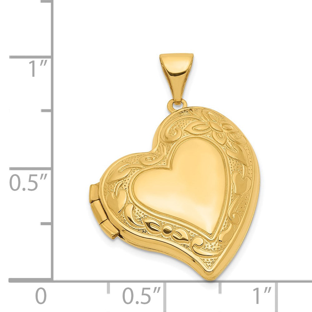 Gold Fancy Heart Locket Pendant - Model XL628 - Charlie & Co. Jewelry