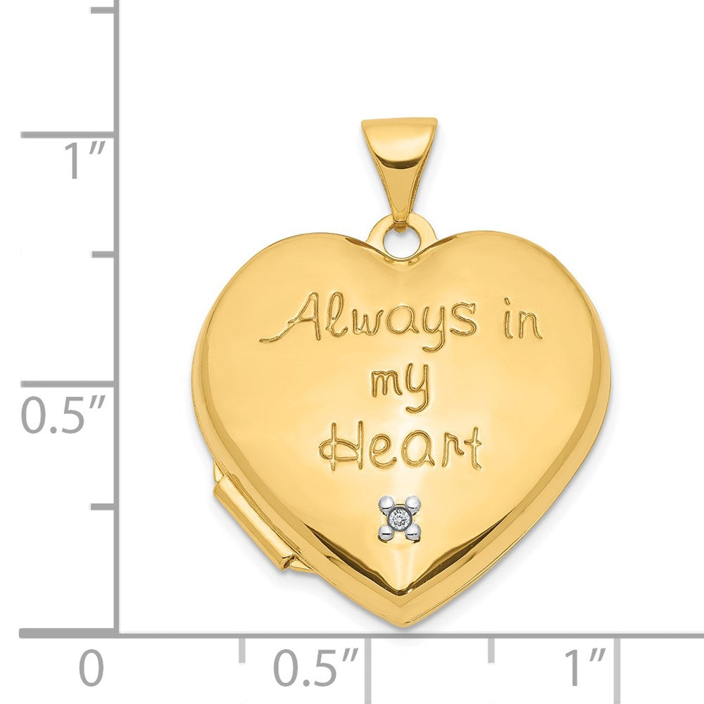 Gold "Always in my Heart" with Heart Charm Inside 21mm Heart Locket - Model XL638 - Charlie & Co. Jewelry