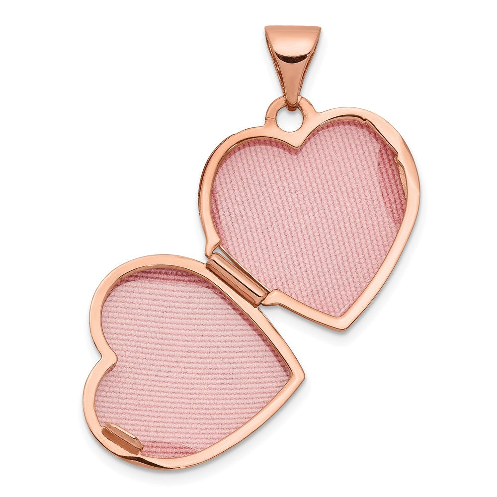 Rose Gold Textured Double Heart Scroll Design 15mm Heart Locket - Model XL659 - Charlie & Co. Jewelry