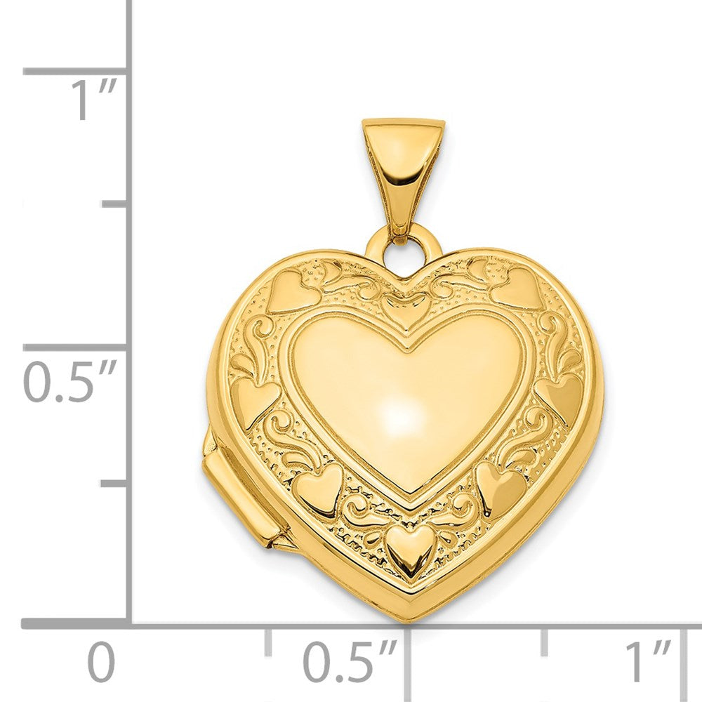 Gold 19mm Heart Border Heart Locket Pendant - Model XL746 - Charlie & Co. Jewelry