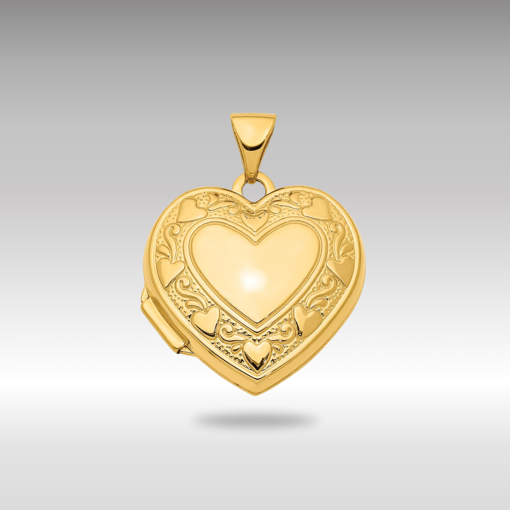 Gold 19mm Heart Border Heart Locket Pendant - Model XL746 - Charlie & Co. Jewelry