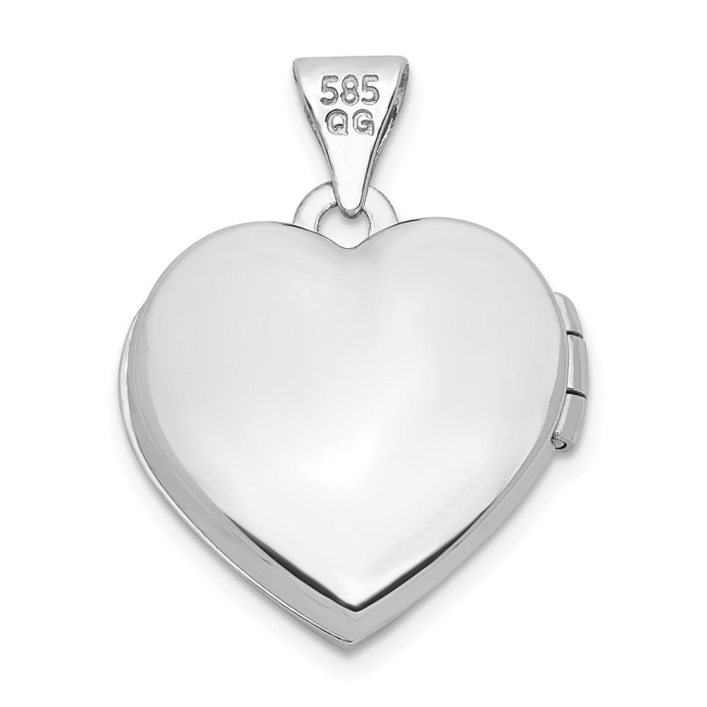 White Gold 16mm With MOM Engraved Heart Locket Pendant - Model XL754 - Charlie & Co. Jewelry