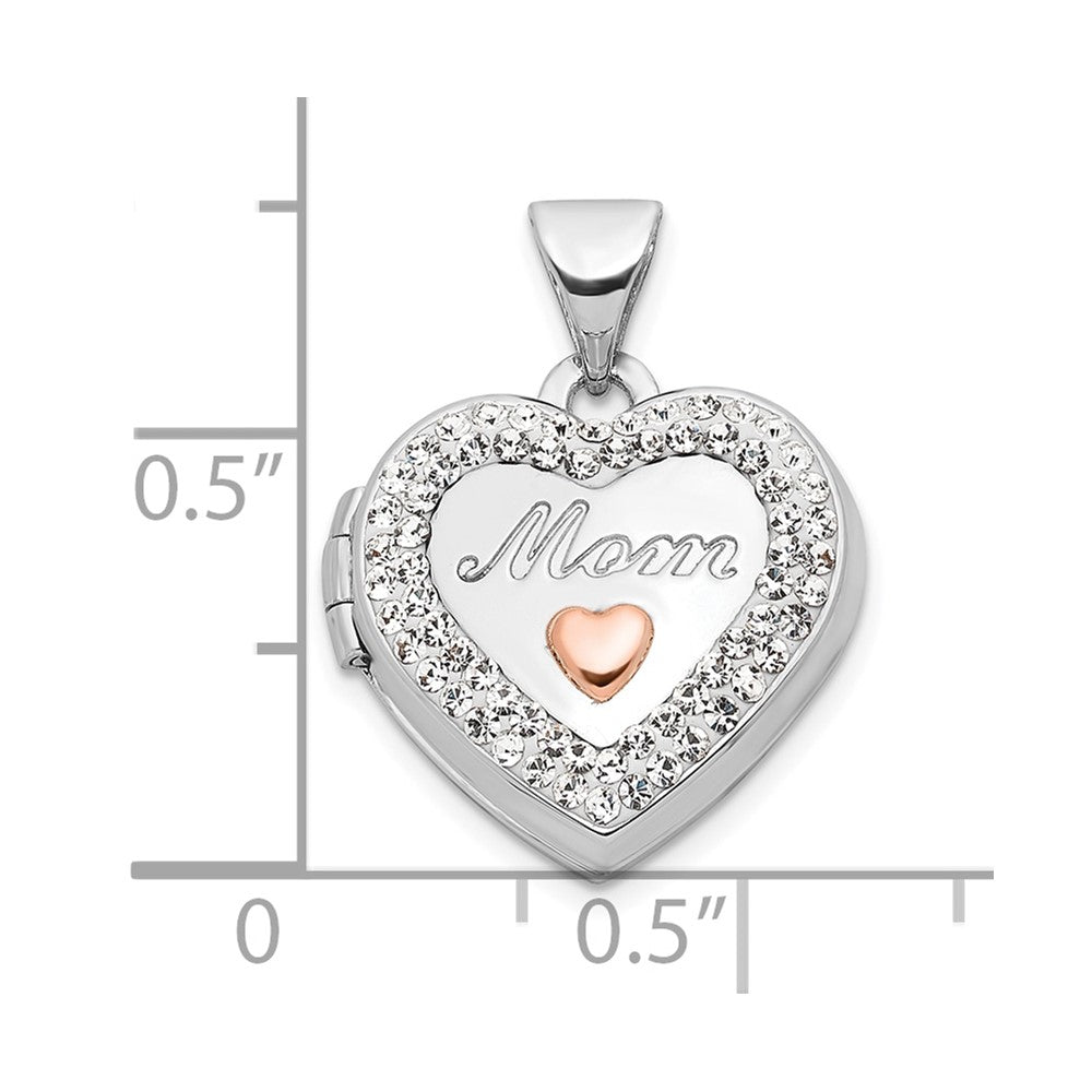 White Gold 16mm With MOM Engraved Heart Locket Pendant - Model XL754 - Charlie & Co. Jewelry