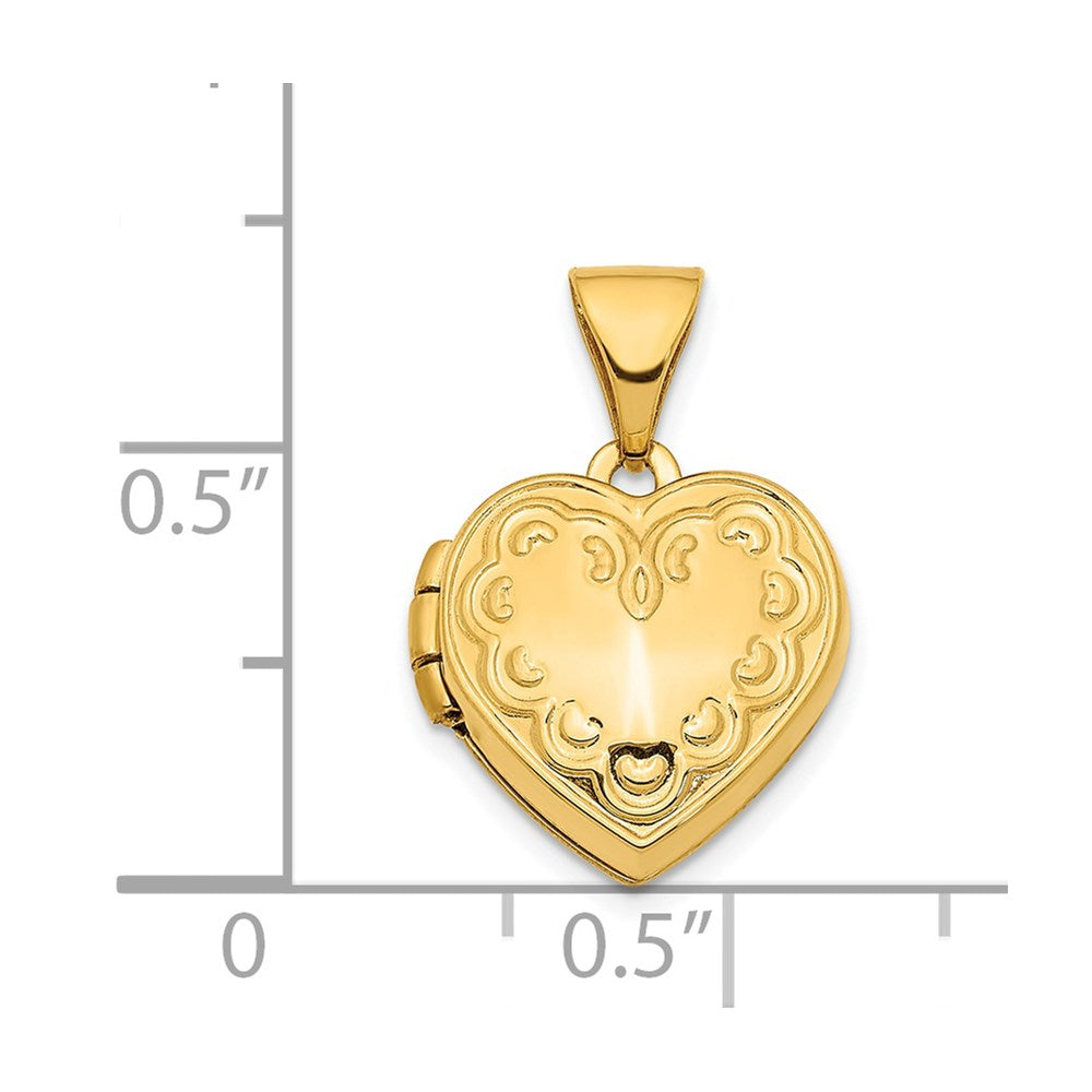 Gold 13mm Textured Heart Locket Pendant - Model XL759 - Charlie & Co. Jewelry