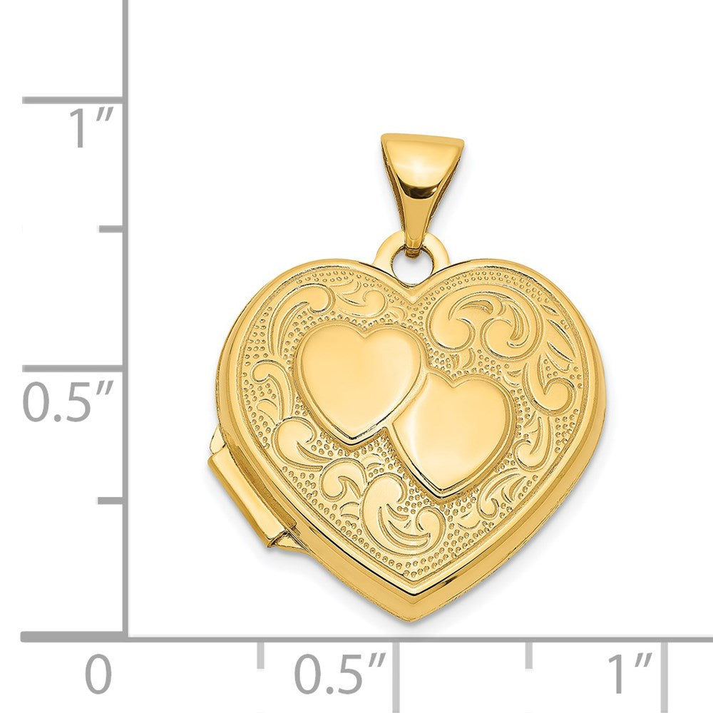 Gold Double Heart Locket Pendant - Model XL78 - Charlie & Co. Jewelry