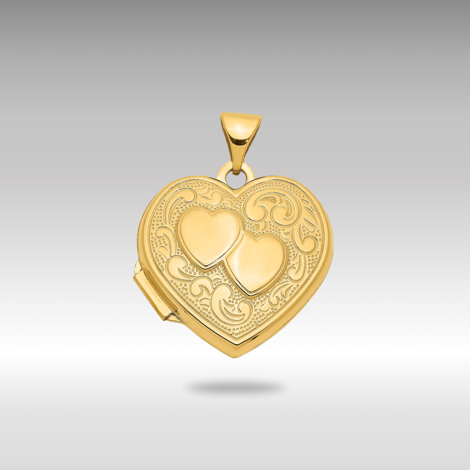 Gold Double Heart Locket Pendant - Model XL78 - Charlie & Co. Jewelry