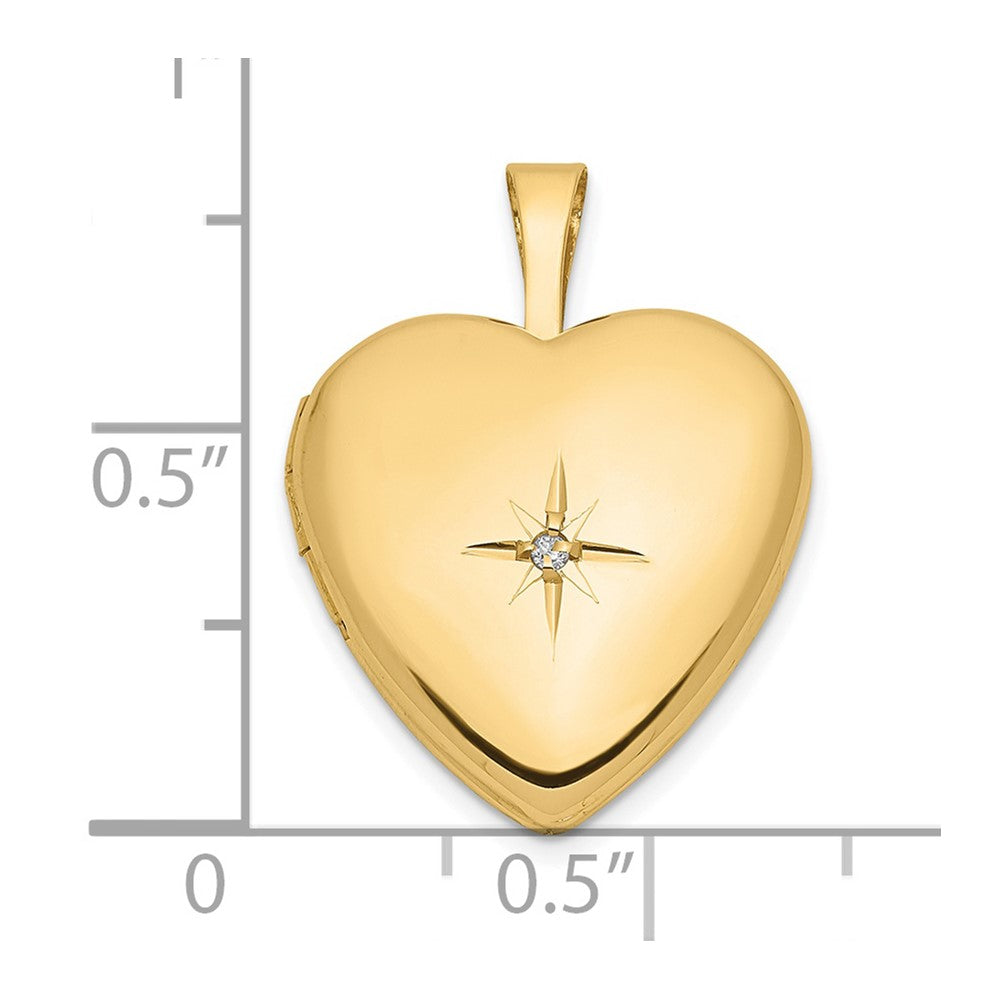 Gold 16mm with .01ct. Diamond Star Heart Locket Pendant - Model XL792 - Charlie & Co. Jewelry