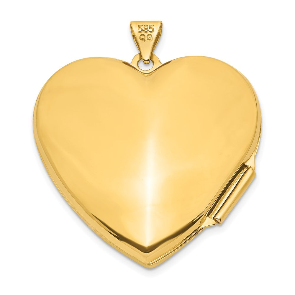 Gold With White Rhodium Wave Diamond 27mm Large Heart Locket - Model XL812 - Charlie & Co. Jewelry