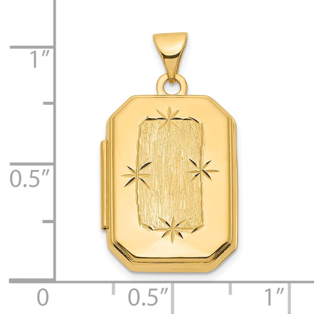 Gold Diamond-cut Brushed 20mm Rectangular Locket Pendant - Model XL822 - Charlie & Co. Jewelry