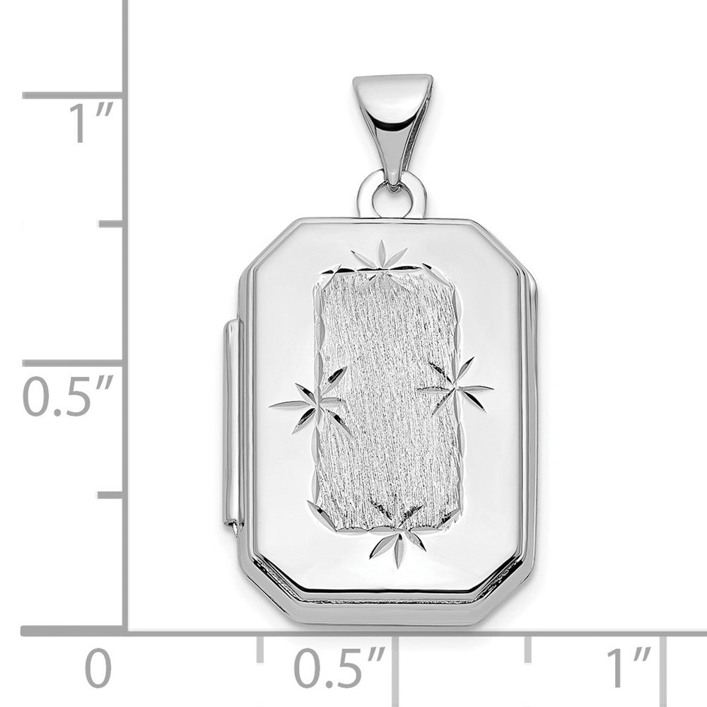 14k White Gold Diamond-cut Brushed 20mm Rectangular Locket - Model XL823