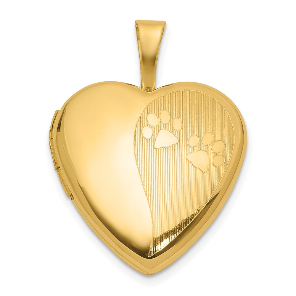 14k Gold Paw Print Heart Locket Necklace - Charlie & Co. Jewelry