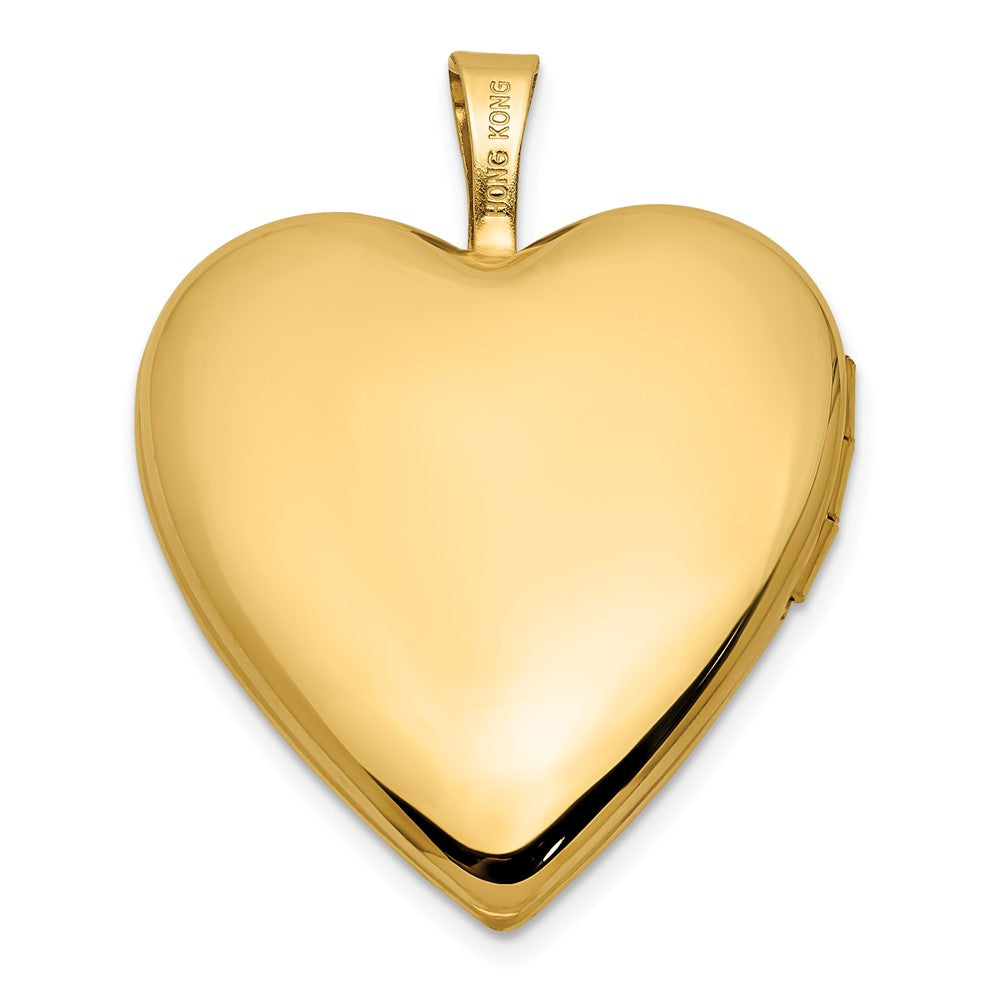 Gold Satin and Polished Angel Wings 20mm Heart Locket Pendant - Model XL850 - Charlie & Co. Jewelry