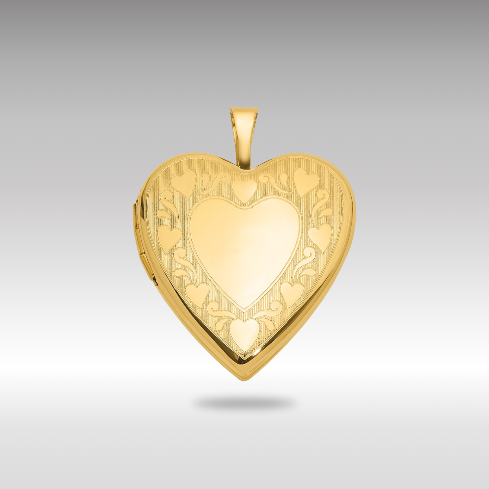 Gold Textured and Polished Heart Design 20mm Heart Locket - Model XL851 - Charlie & Co. Jewelry