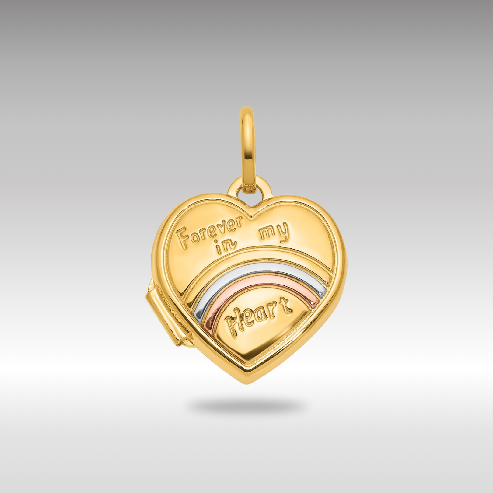 Gold 15mm "FOREVER IN MY HEART" Heart Locket Pendant - Model XL854 - Charlie & Co. Jewelry