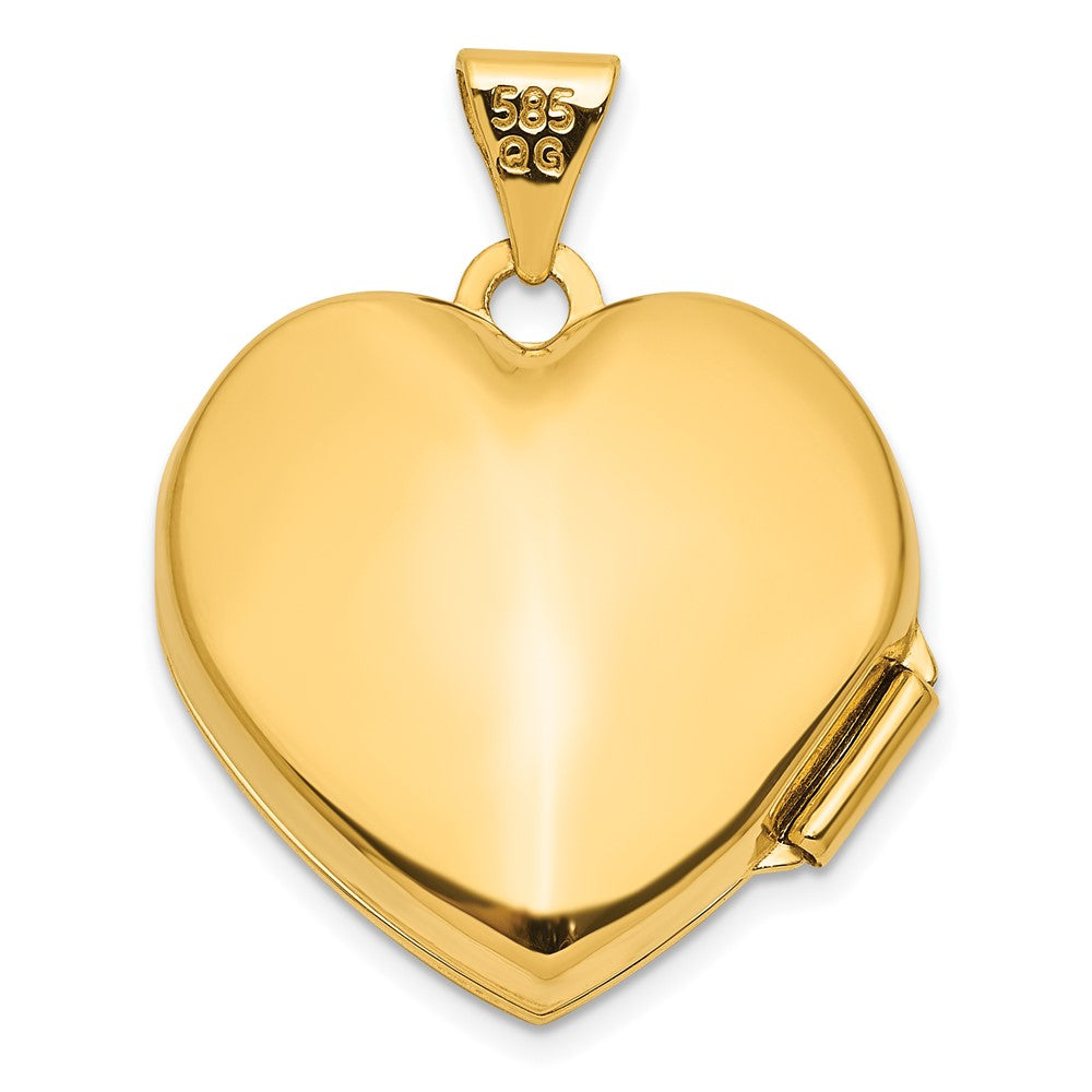 Gold Polished Fancy Floral Border and Crest 18mm Heart Locket - Model XL858 - Charlie & Co. Jewelry