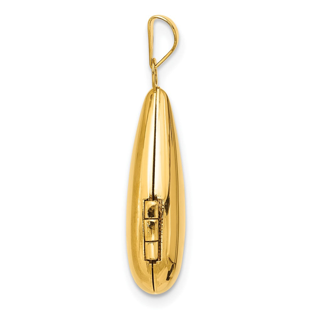 Gold Polished 21x13mm Teardrop Shaped Locket Pendant - Model XL872 - Charlie & Co. Jewelry