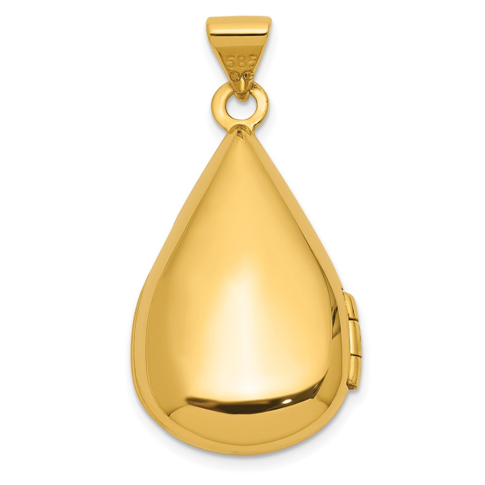 Gold Polished 21x13mm Teardrop Shaped Locket Pendant - Model XL872 - Charlie & Co. Jewelry