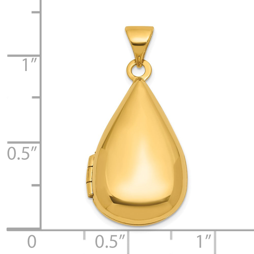 Gold Polished 21x13mm Teardrop Shaped Locket Pendant - Model XL872 - Charlie & Co. Jewelry