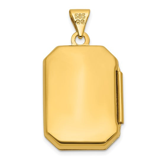 14K Gold Polished 20x15mm Curved Rectangle Locket - Model XL892