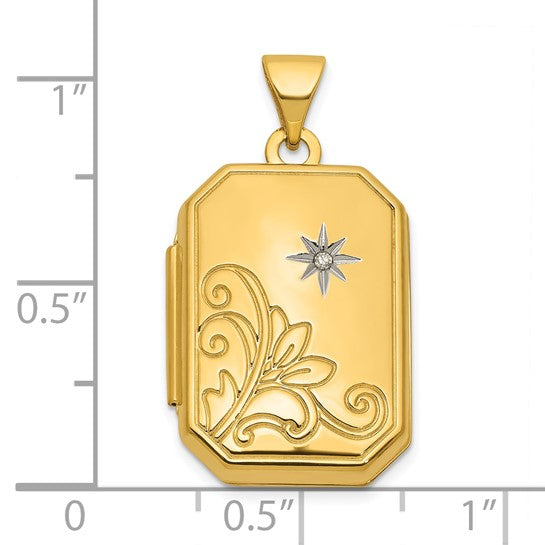 14K Gold Polished 20x15mm Curved Rectangle Locket - Model XL892