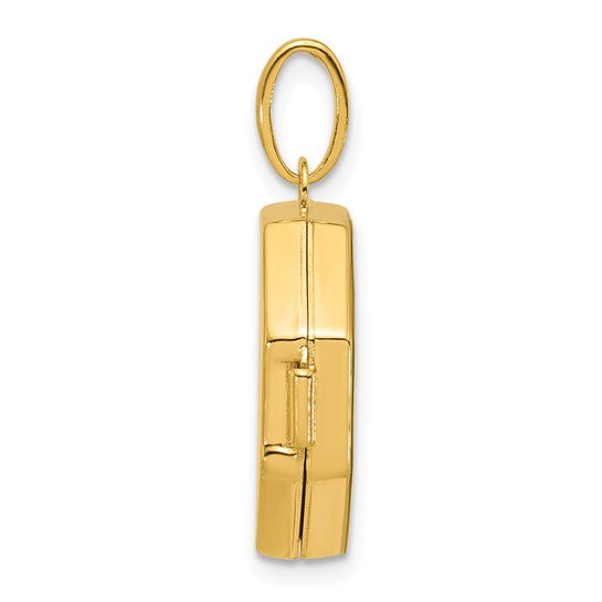14K Gold Polished 20x15mm Curved Rectangle Locket - Model XL894