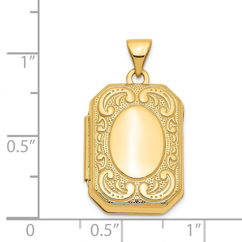 Gold Fancy Rectangle Large Locket Pendant - Model XL92 - Charlie & Co. Jewelry