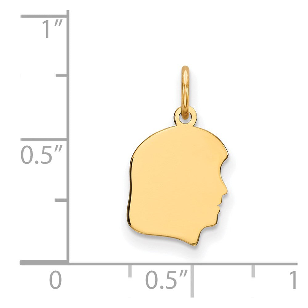 Charlie & Co Jewelry | 14k Plain Small .035 Gauge Facing Right Engravable Girl Head Charm - Model XM105/35