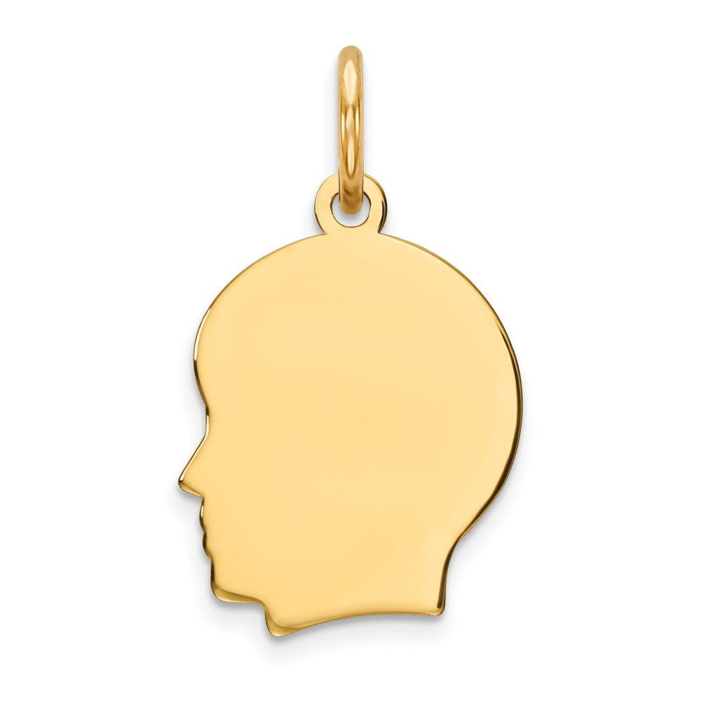 Charlie & Co Jewelry | 14k Plain Small .027 Gauge Facing Left Engravable Boy Head Charm - Model XM106/27