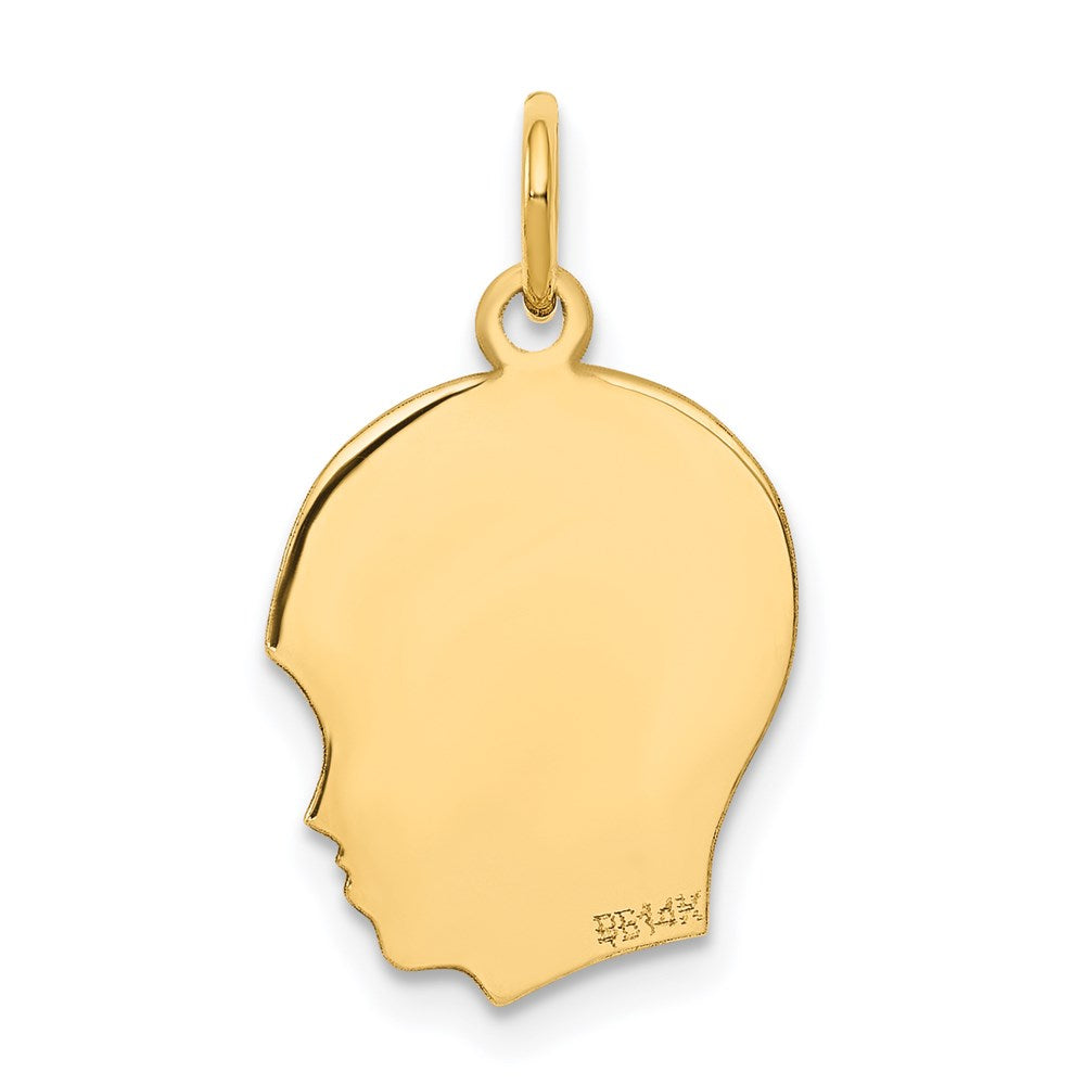Charlie & Co Jewelry | 14k Plain Medium .018 Gauge Facing Right Engravable Boy Head Charm - Model XM108/18