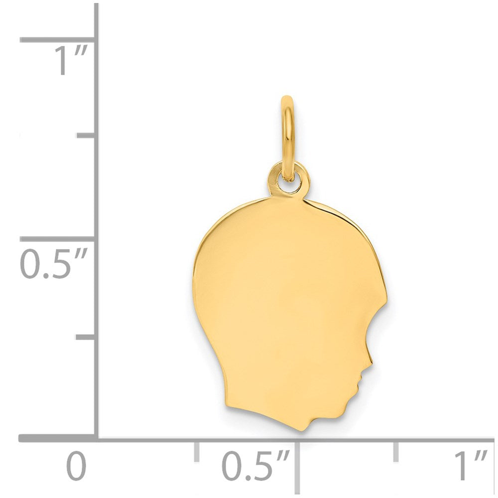 Charlie & Co Jewelry | 14k Plain Medium .018 Gauge Facing Right Engravable Boy Head Charm - Model XM108/18