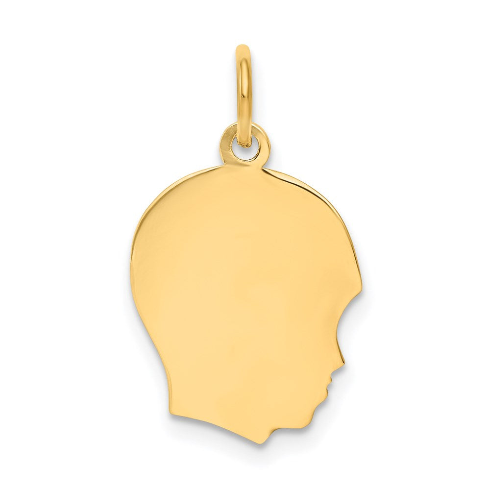 Charlie & Co Jewelry | 14k Plain Medium .018 Gauge Facing Right Engravable Boy Head Charm - Model XM108/18