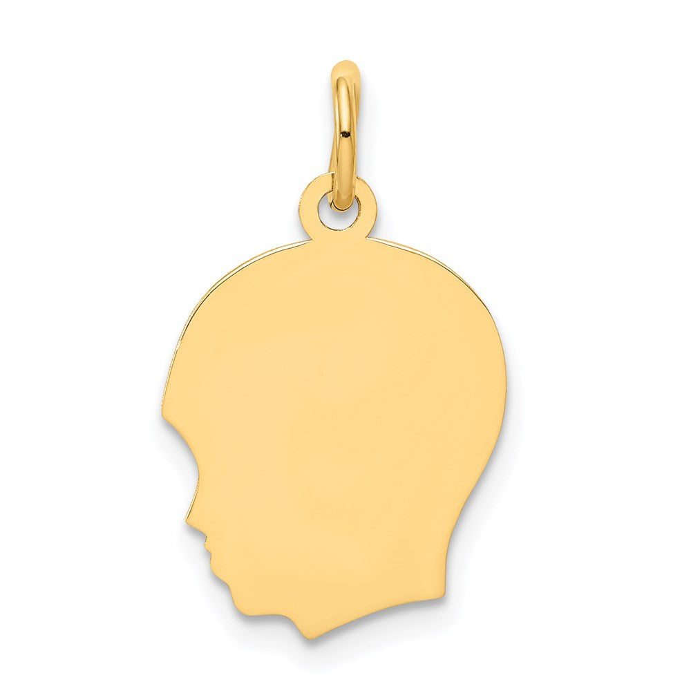 Charlie & Co Jewelry | 14k Plain Medium .027 Gauge Facing Left Engravable Boy Head Charm - Model XM110/27