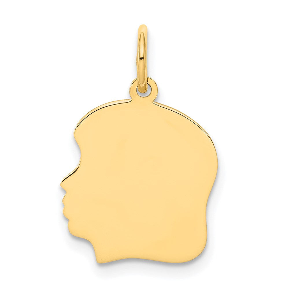 Charlie & Co Jewelry | 14k Plain Medium .035 Gauge Facing Left Engravable Girl Head Charm - Model XM111/35