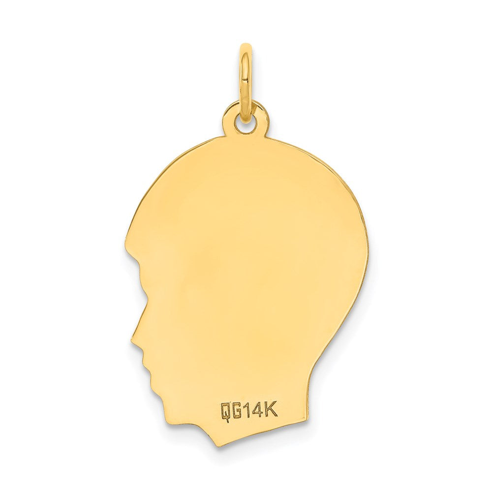 Charlie & Co Jewelry | 14k Plain Medium .011 Gauge Facing Right Engravable Boy Head Charm - Model XM112/11