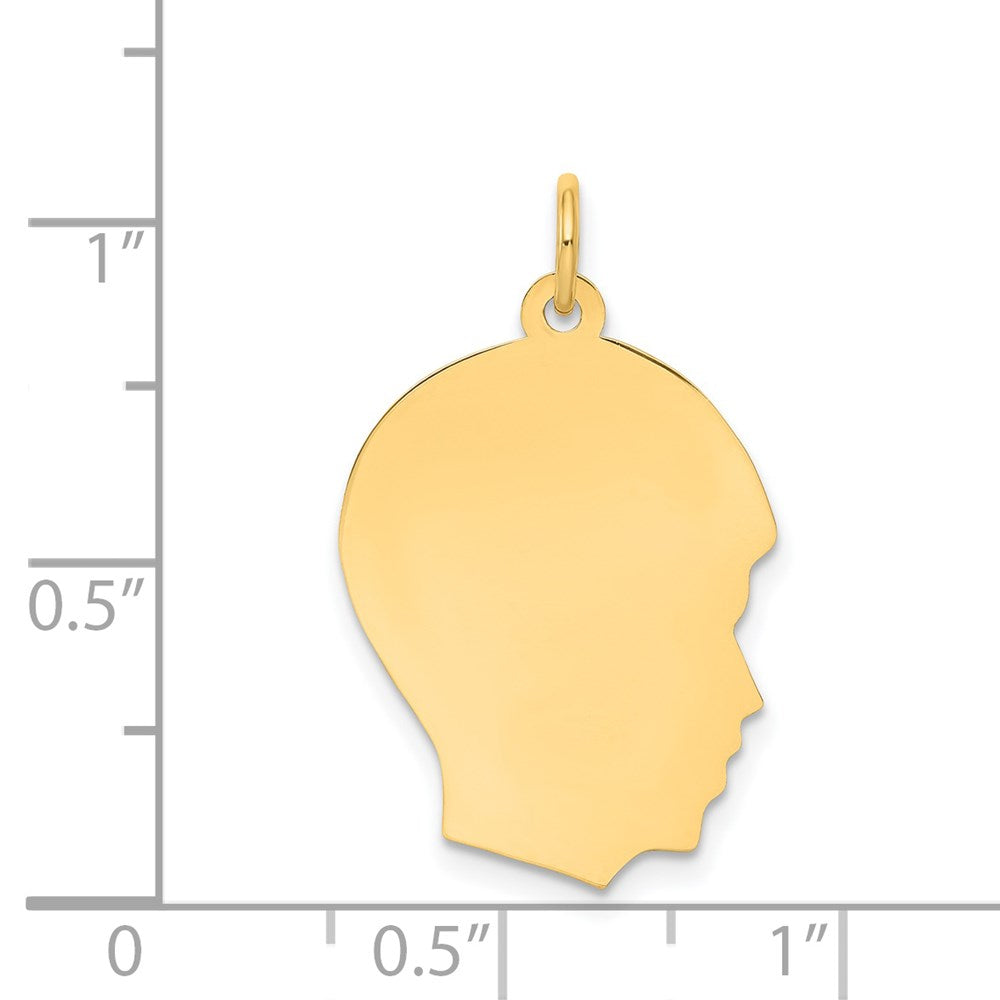 Charlie & Co Jewelry | 14k Plain Medium .011 Gauge Facing Right Engravable Boy Head Charm - Model XM112/11