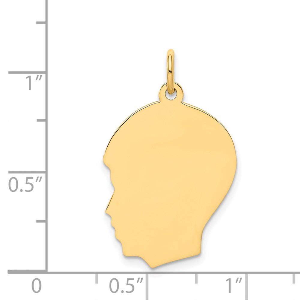 Charlie & Co Jewelry | 14k Plain Medium .011 Gauge Facing Left Engravable Boy Head Charm - Model XM114/11