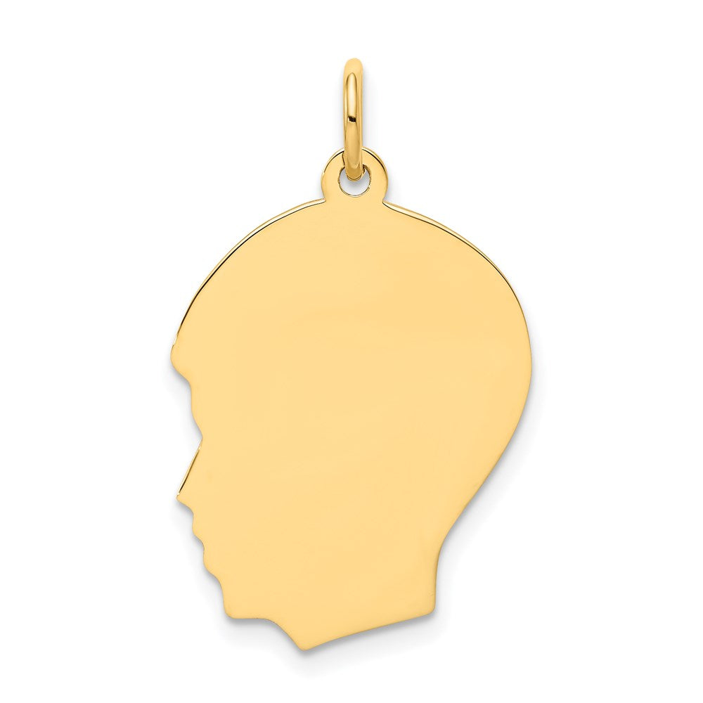 Charlie & Co Jewelry | 14k Plain Medium .011 Gauge Facing Left Engravable Boy Head Charm - Model XM114/11