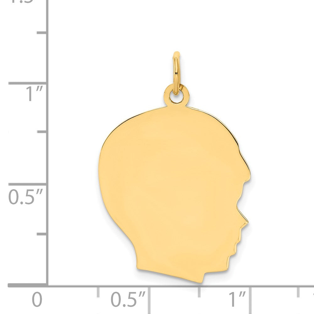 Charlie & Co Jewelry | 14k Plain Large .035 Gauge Facing Right Engravable Boy Head Charm - Model XM116/35