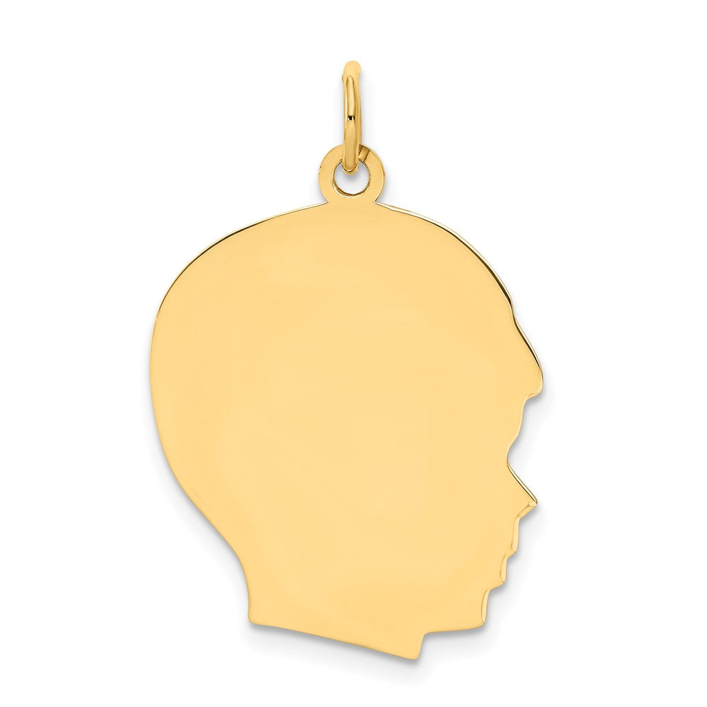 Charlie & Co Jewelry | 14k Plain Large .035 Gauge Facing Right Engravable Boy Head Charm - Model XM116/35