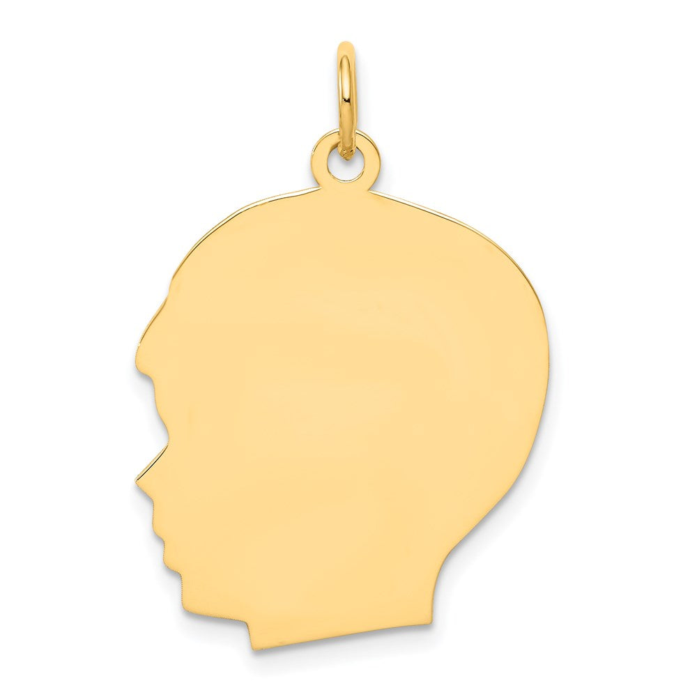 Charlie & Co Jewelry | 14k Plain Large .035 Gauge Facing Left Engravable Boy Head Charm - Model XM118/35