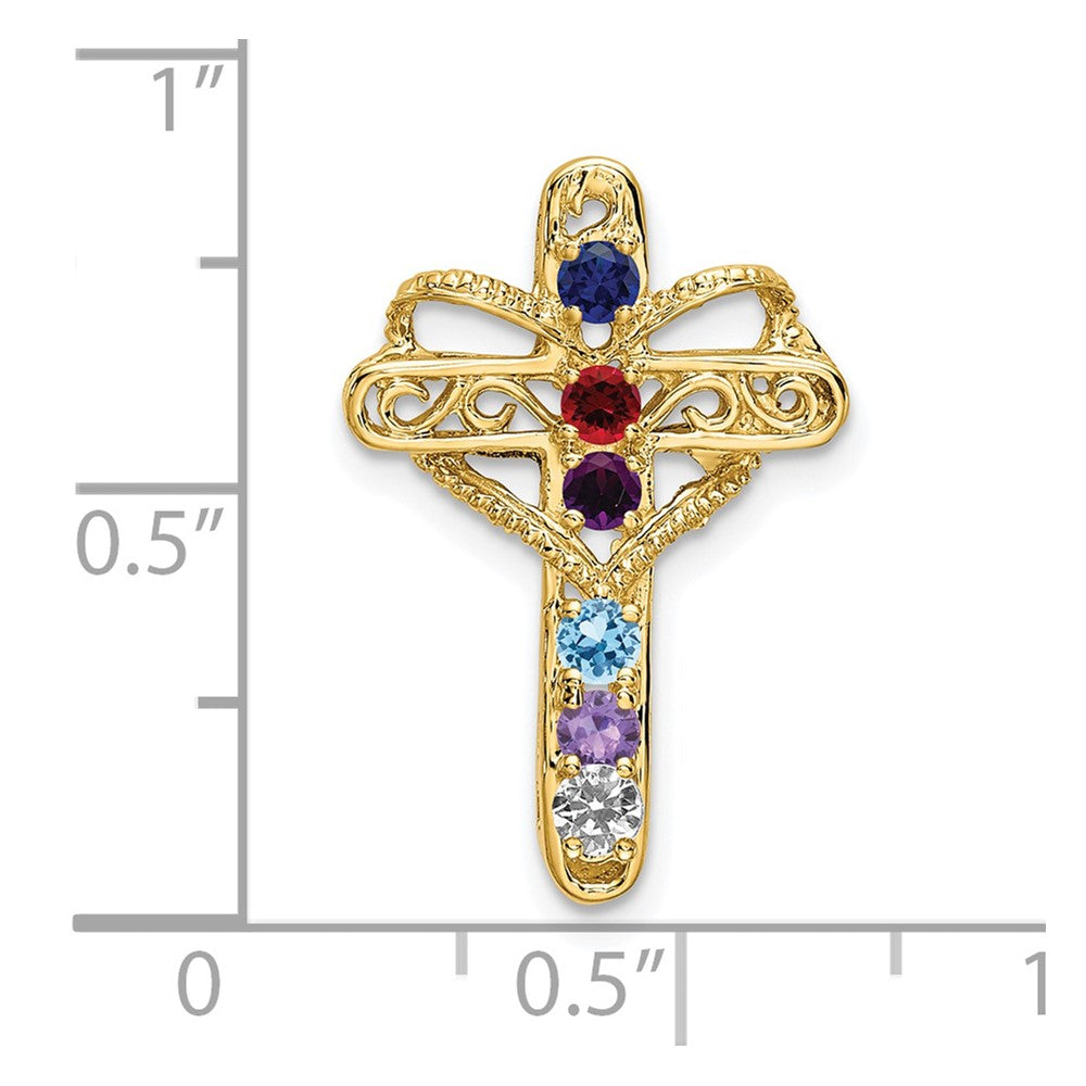 Charlie & Co Jewelry | 14k Genuine 6 Stone Mother's Cross Pendant - Model XMP5/6GY