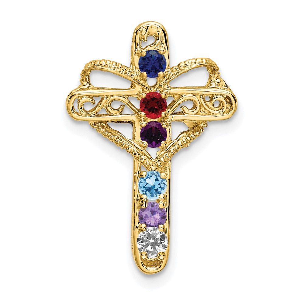 Charlie & Co Jewelry | 14k Genuine 6 Stone Mother's Cross Pendant - Model XMP5/6GY
