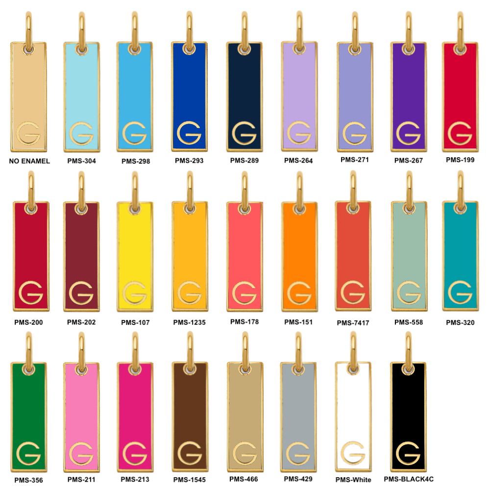 14k Yellow Gold Small Epoxy A-Z Initial Bar Charm - Model XNA1147Y - Charlie & Co. Jewelry