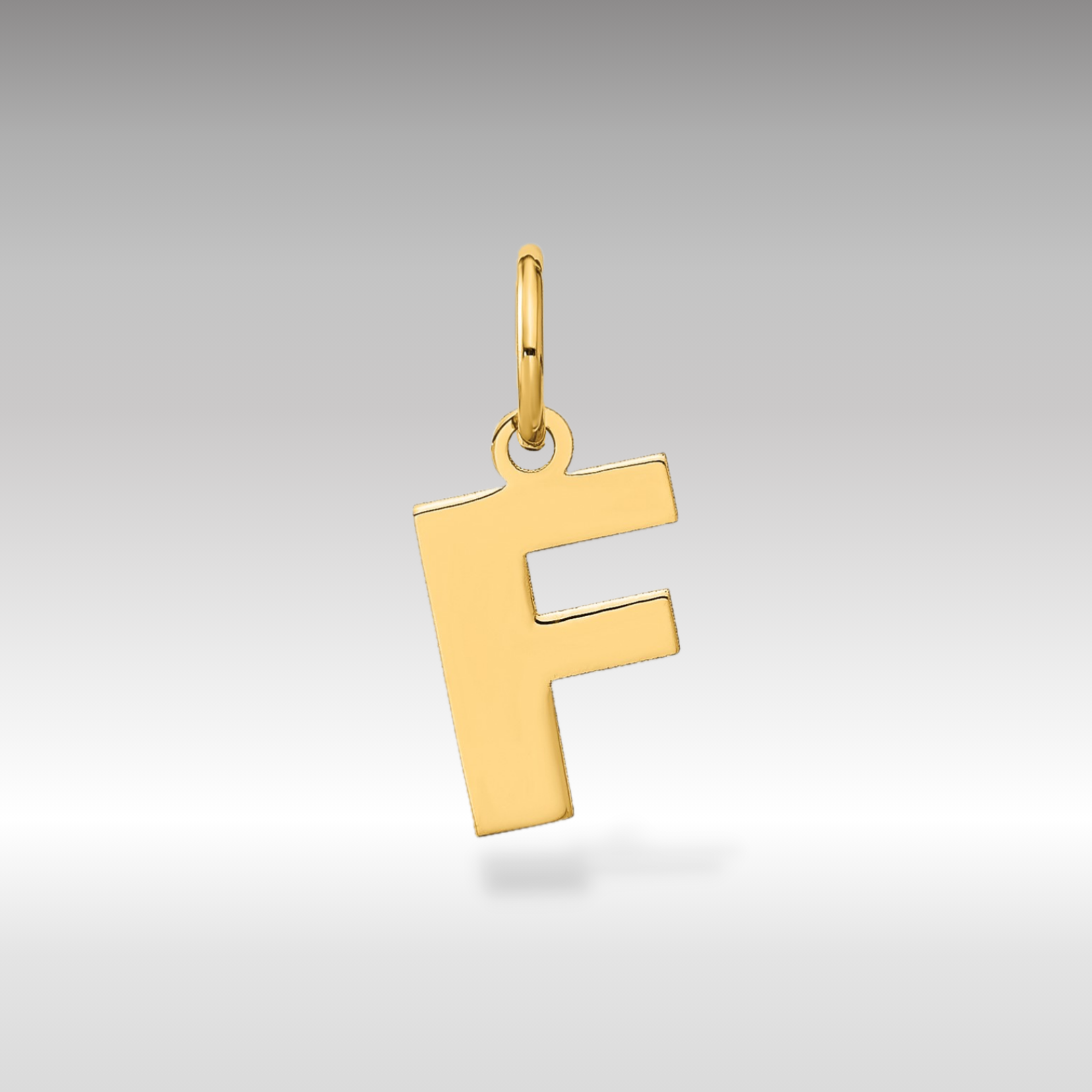 14K Gold Block Letter "F" Initial Pendant - Charlie & Co. Jewelry
