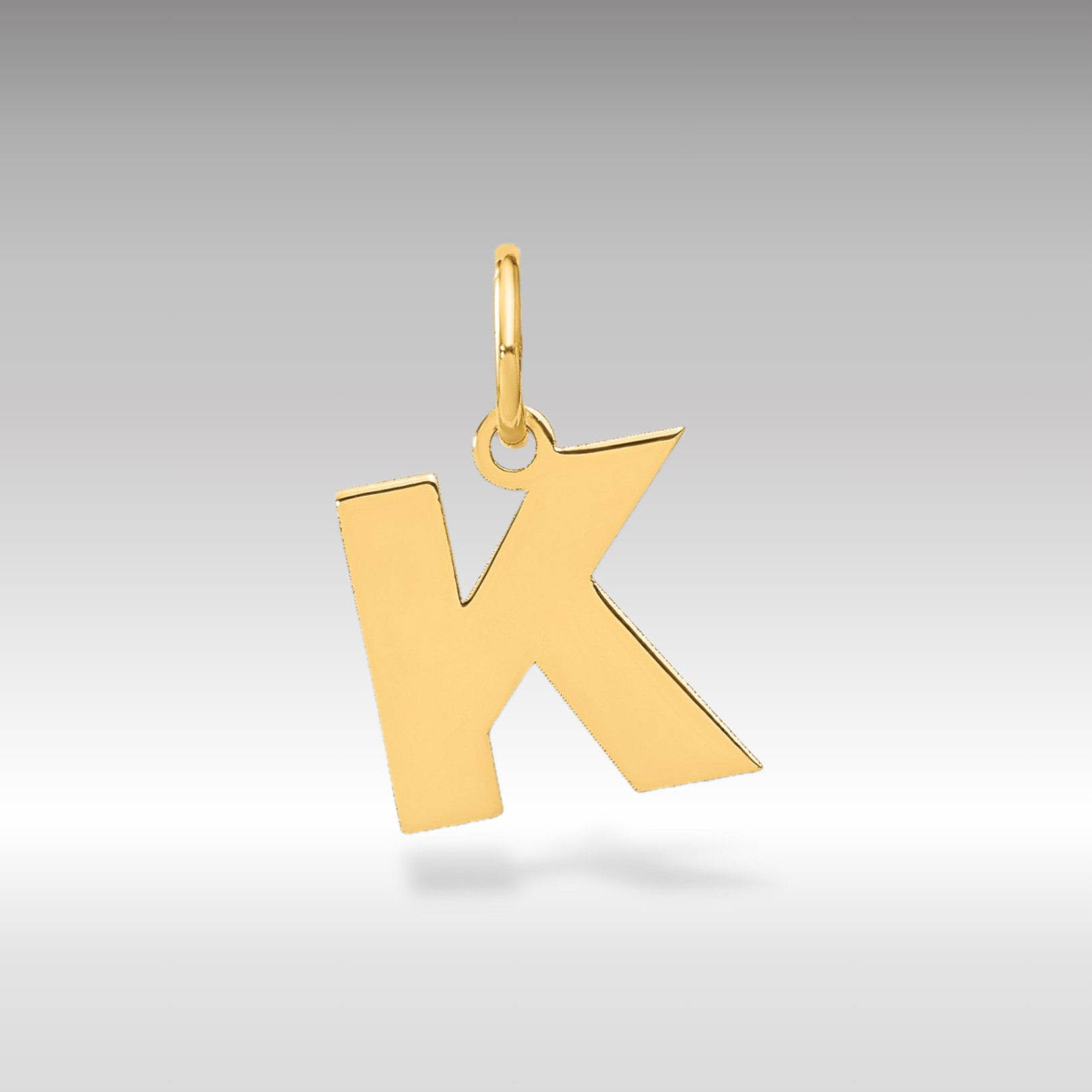 14K Gold Block Letter "K" Initial Pendant - Charlie & Co. Jewelry